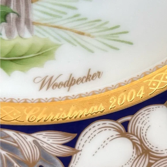 Noritake Plate Birds of America, Woodpecker, Christmas Series 2004, Collectible - Picture 4 of 6